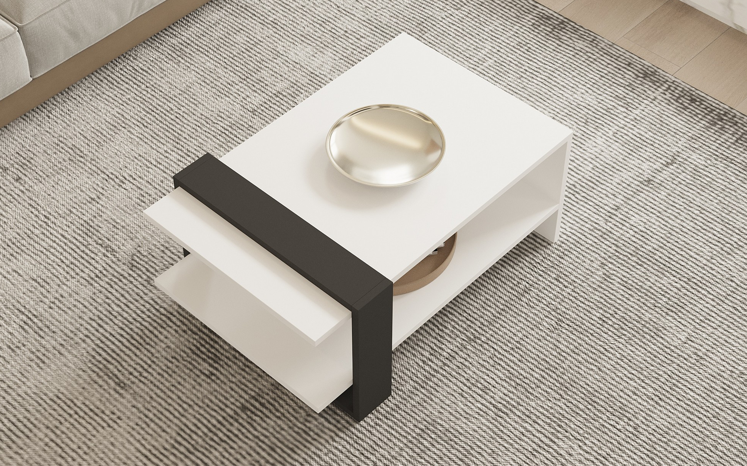 Masuta de cafea Adela, alb + antracit  3